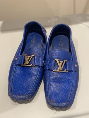 Louis Vuitton Men’s Cobalt Blue Leather LV Bit Loafers